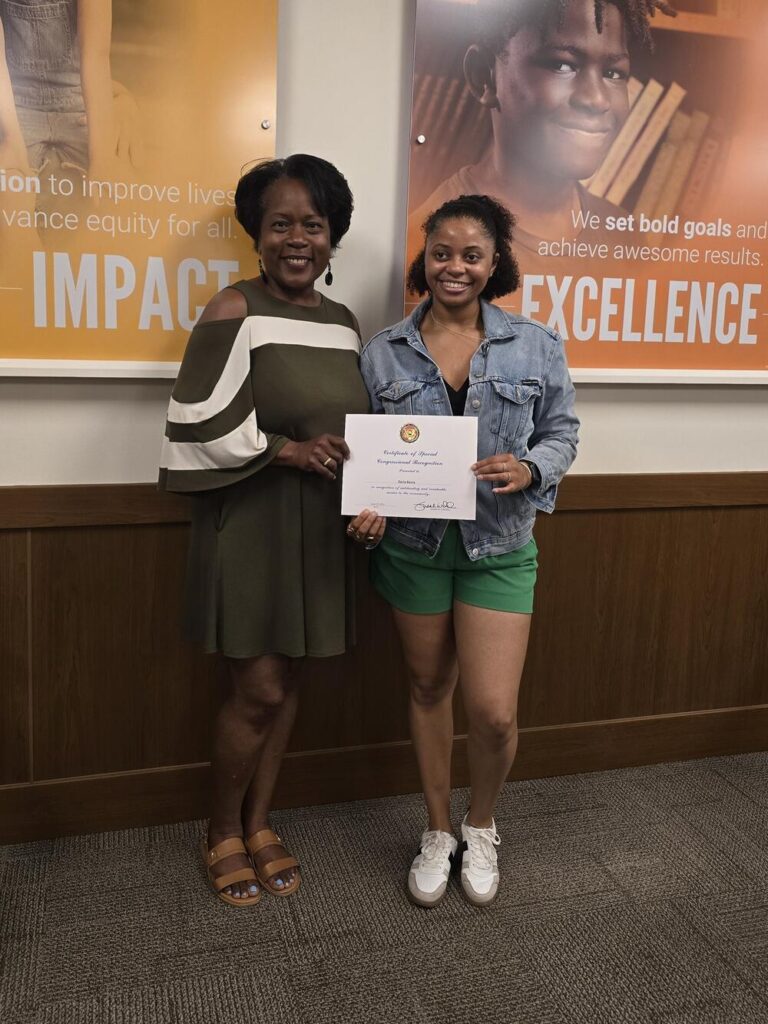 Selina Winchester from Congresswoman Wild’s office with AmeriCorps member Zaria Berry