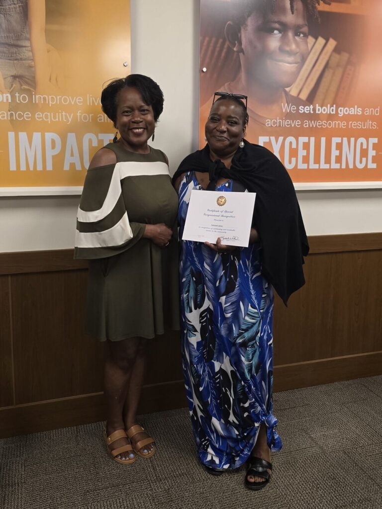 Selina Winchester from Congresswoman Wild’s office with AmeriCorps member Deborah James