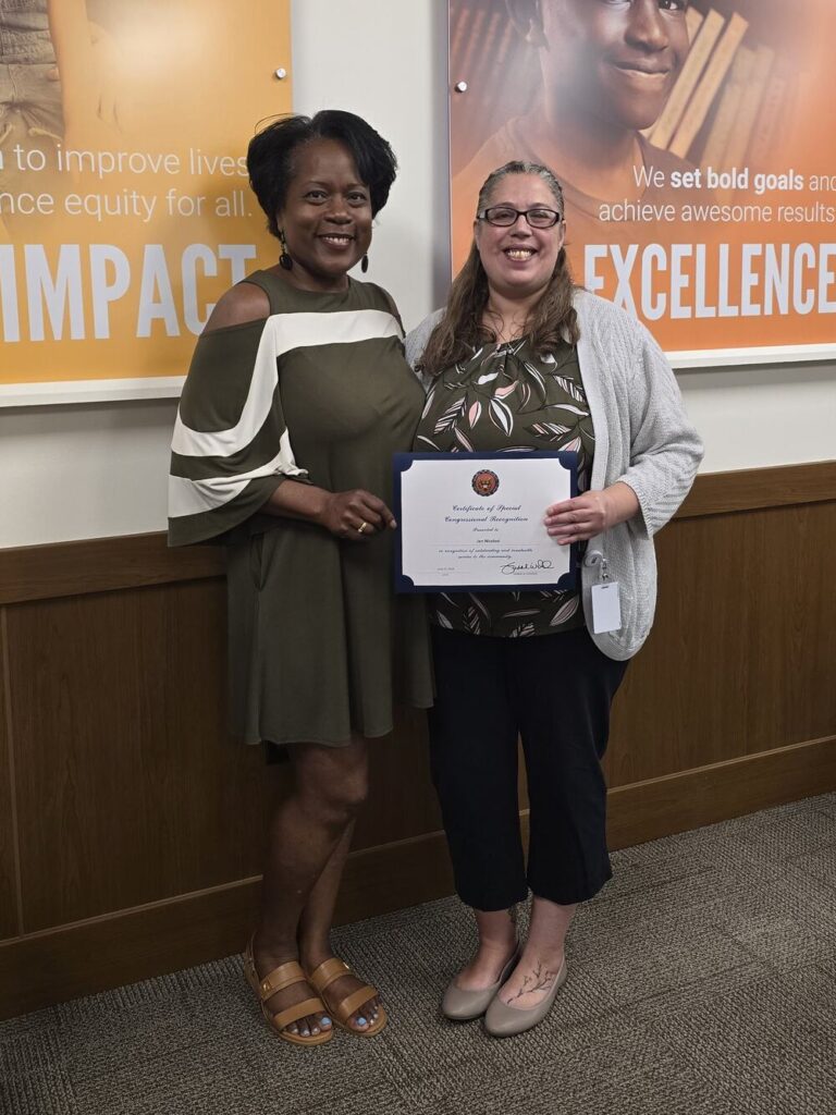 Selina Winchester from Congresswoman Wild’s office with Jen Nicolosi, United Way Director, Service-Learning Programs