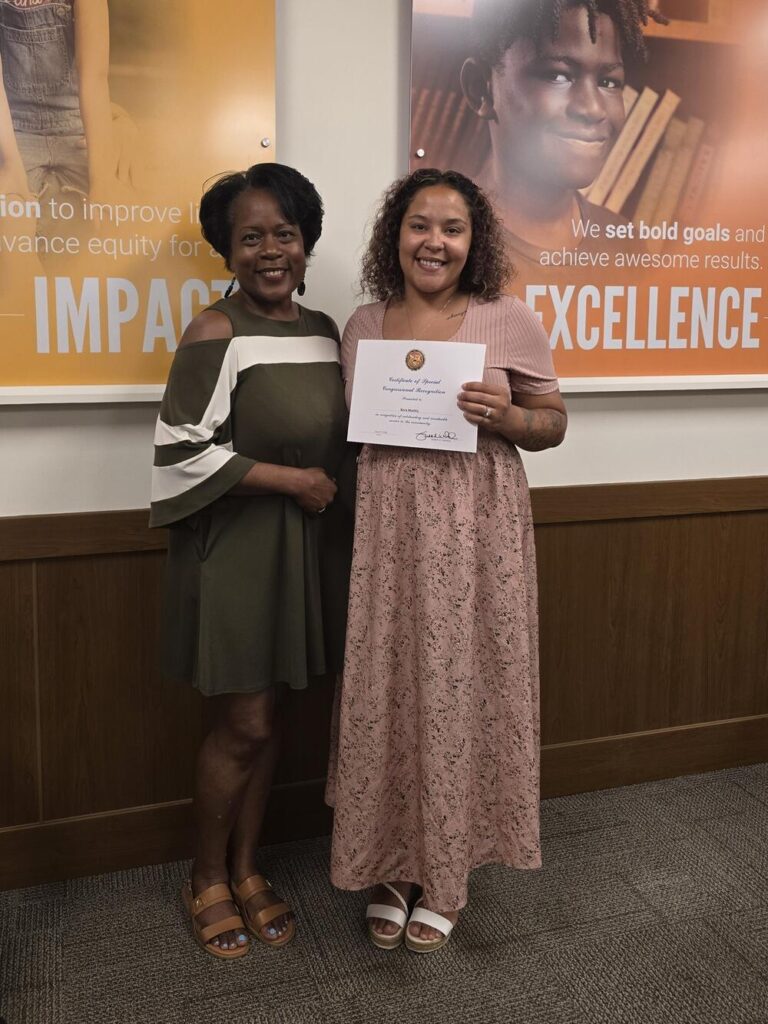 Selina Winchester from Congresswoman Wild’s office with AmeriCorps member Kera Mathis