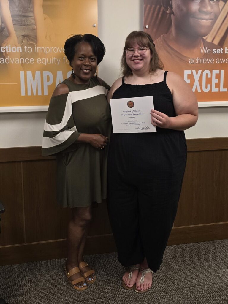 Selina Winchester from Congresswoman Wild’s office with AmeriCorps member Reyanna Keglovitz