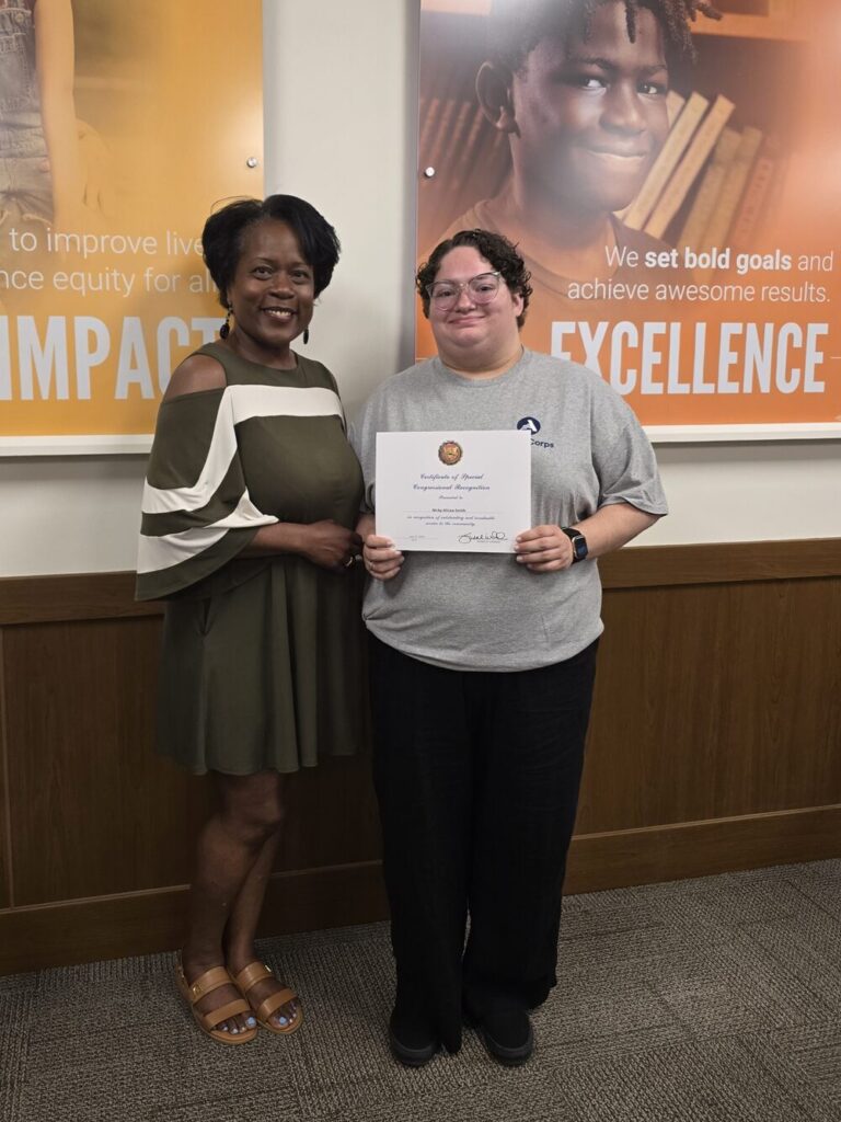 Selina Winchester from Congresswoman Wild’s office with AmeriCorps member Nicky Alicea-Smith