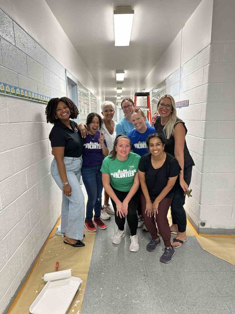 Women United members volunteer to refresh the space at the Boys & Girls Club Allentown before fall programming