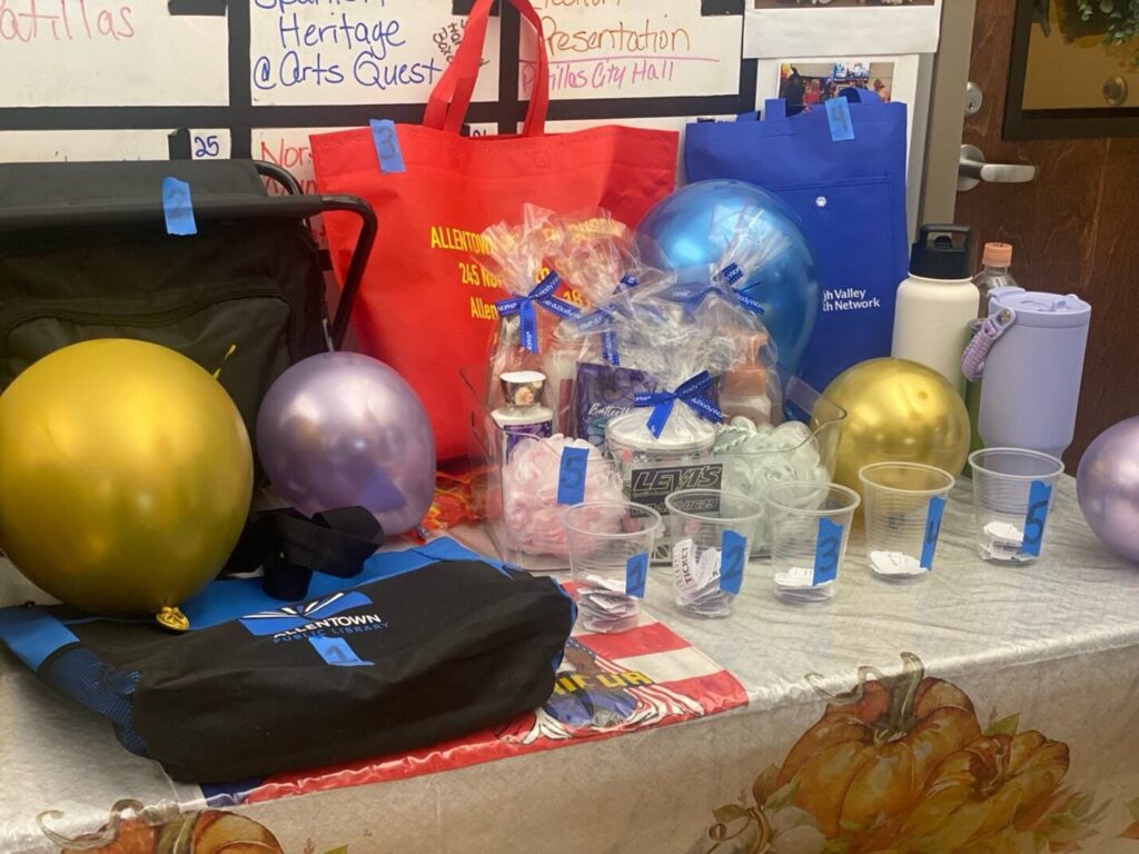 Goodie table at Motown Memories event at the Hispanic Center in Bethlehem