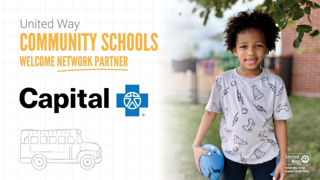 graphic - United Way Community Schools welcome network partner Capital Blue Cross