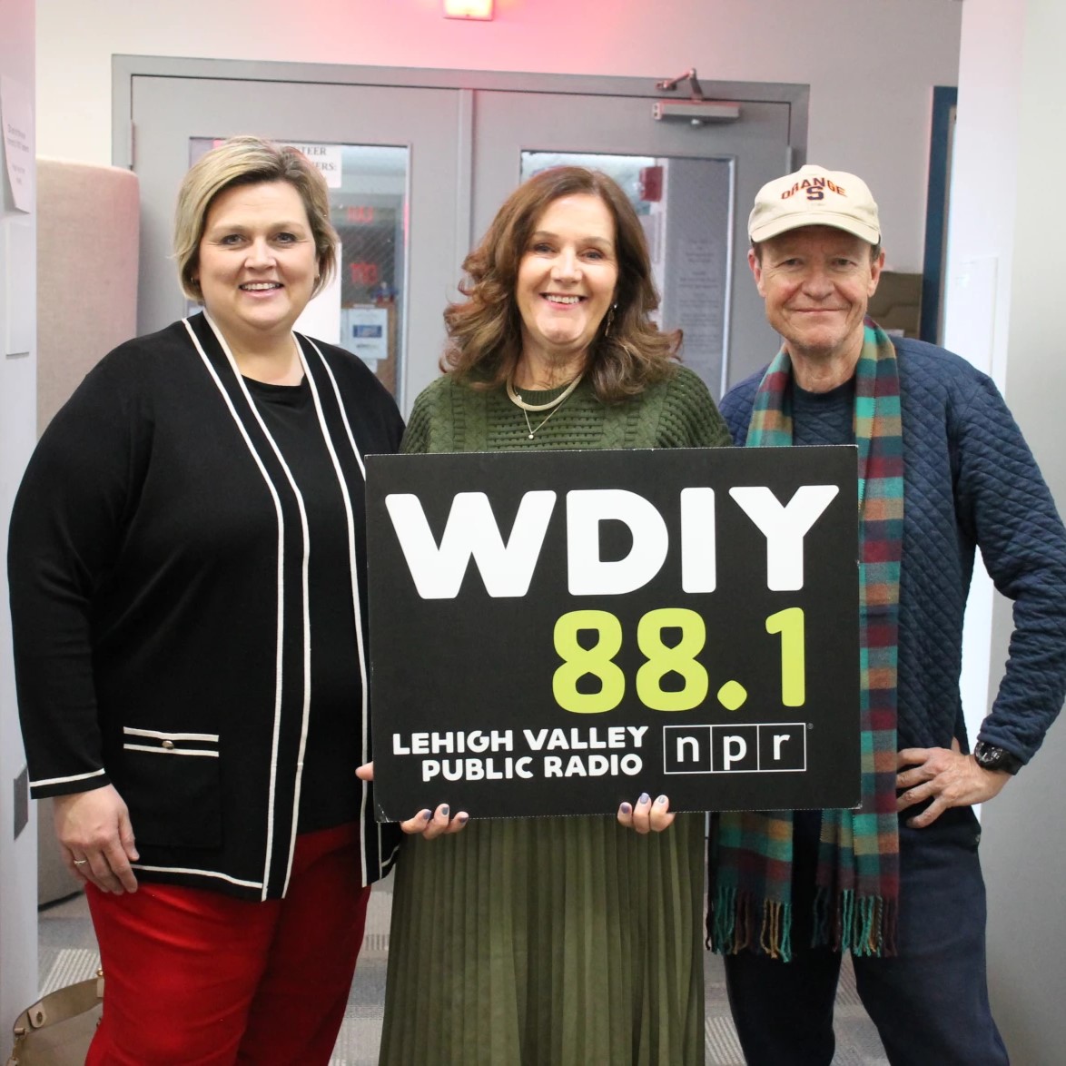 United Way CEO Marci Lesko with WDIY's Laurie Hackett and Chris Martin of Martin Guitar