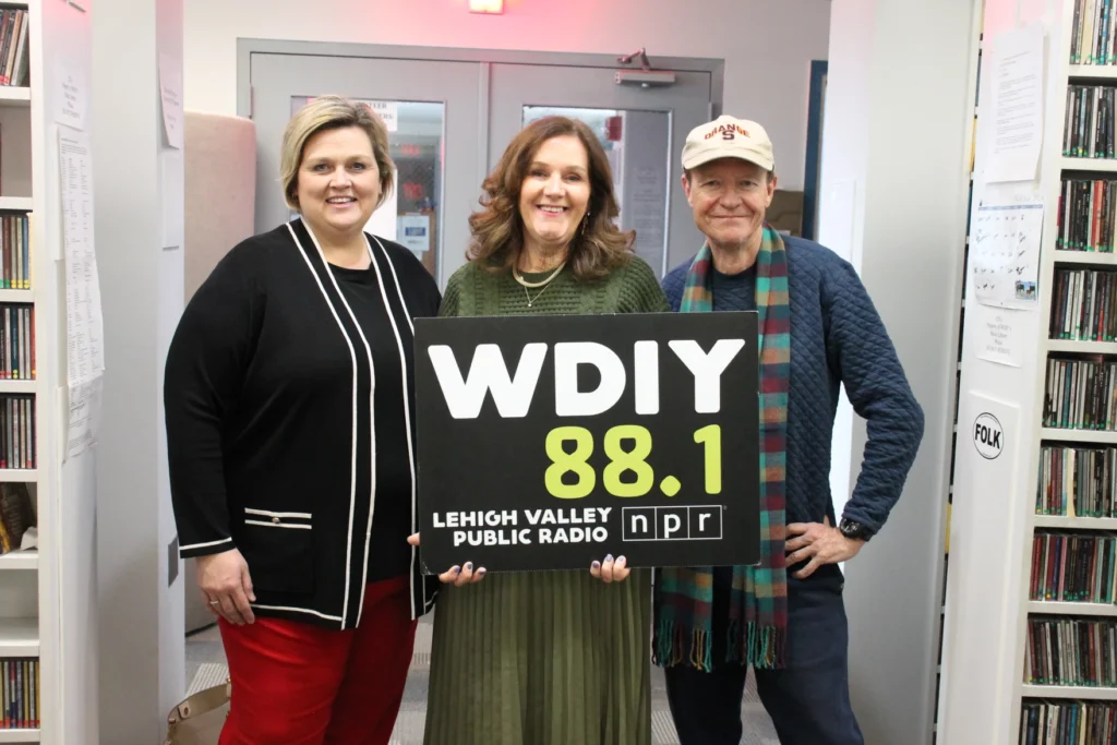 United Way CEO Marci Lesko with WDIY's Laurie Hackett and Chris Martin of Martin Guitar